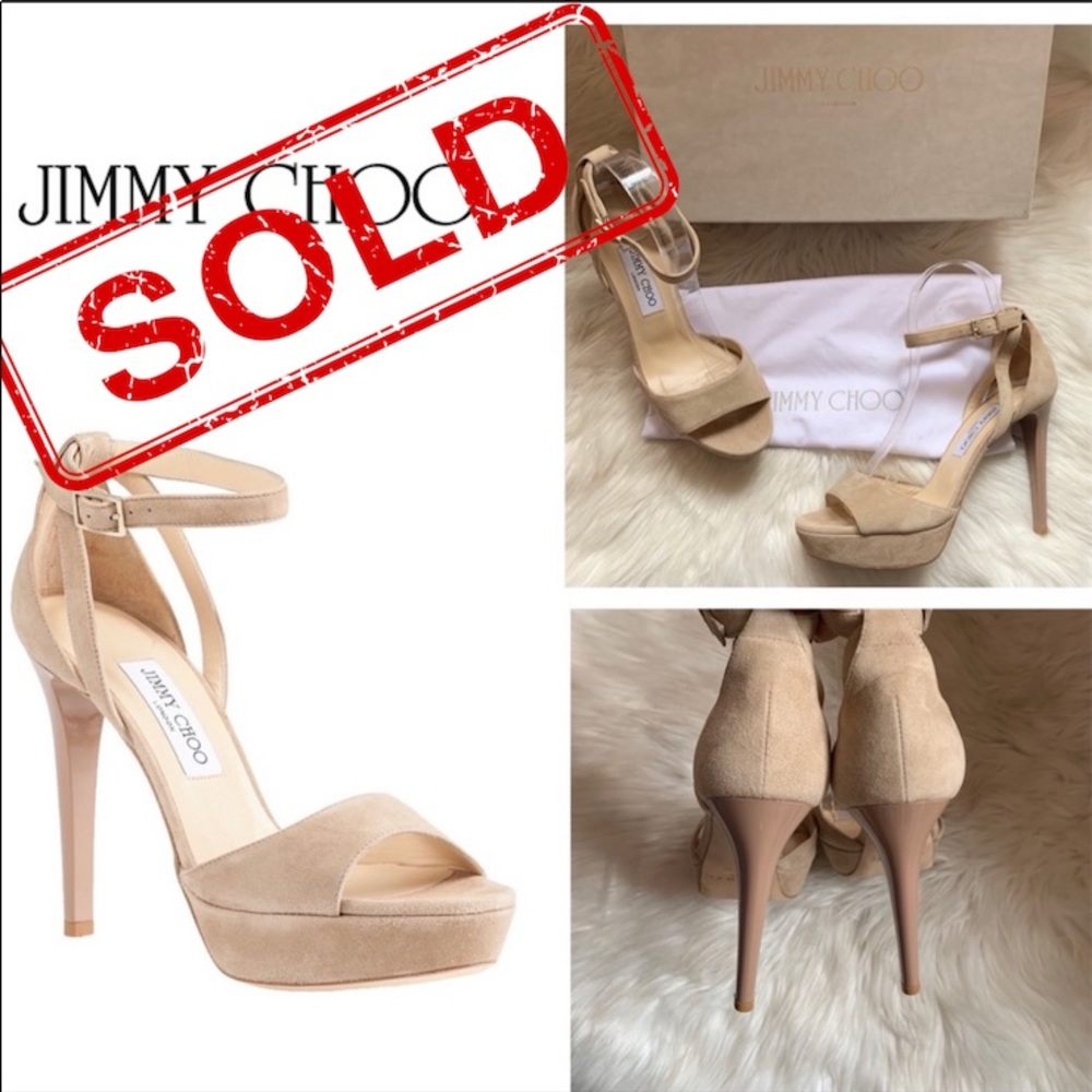 JIMMY CHOO Kayden Suede Patent Heel Platform Heels - Picture 1 of 9
